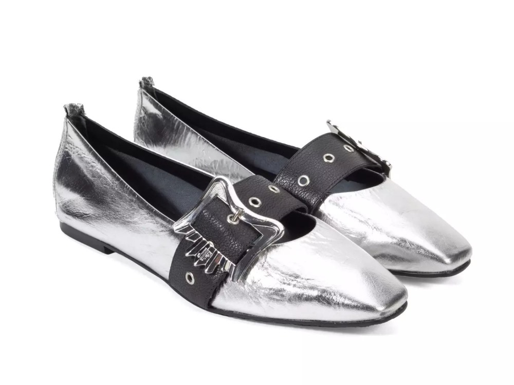 John Fluevog Misty - Silver | Slip-On Mary Jane Flats