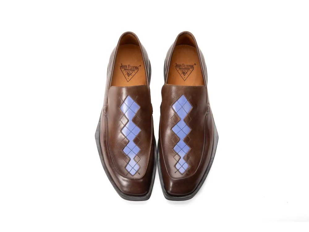 John Fluevog Dapper - Brown | Loafers with Stitching Pattern