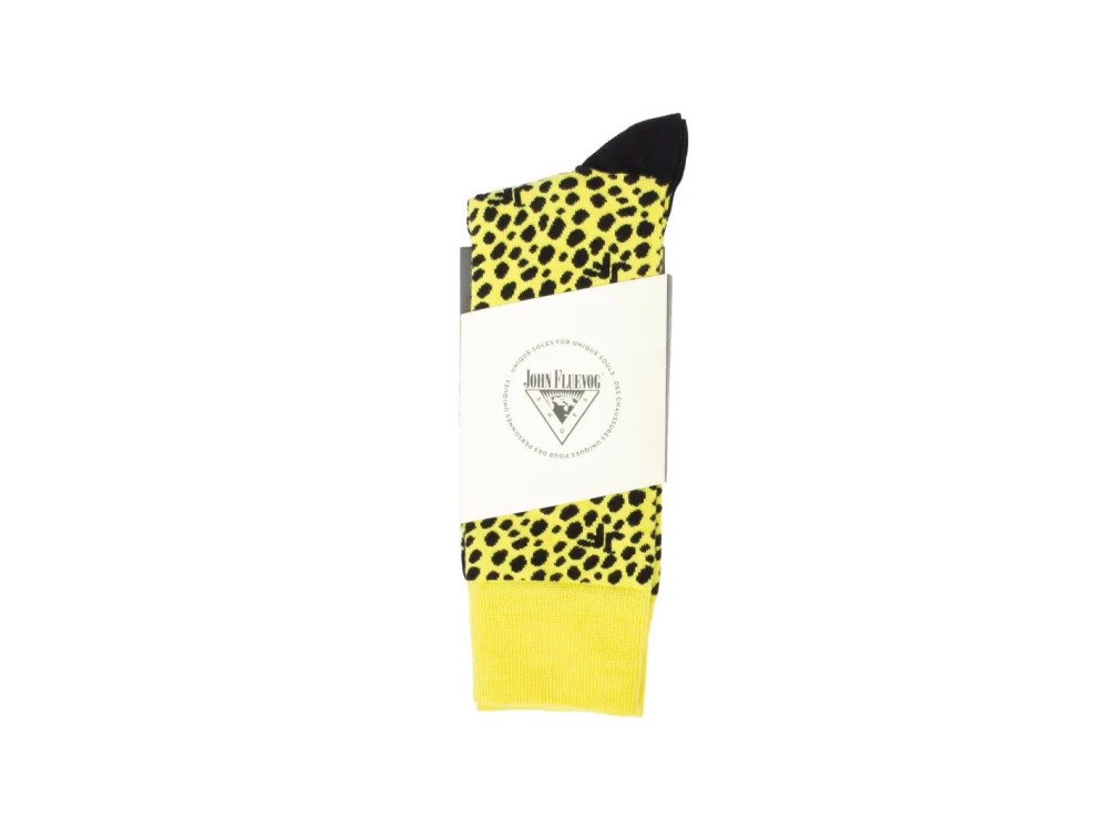 John Fluevog Coby - Yellow/Black | Socks with Dotted Design