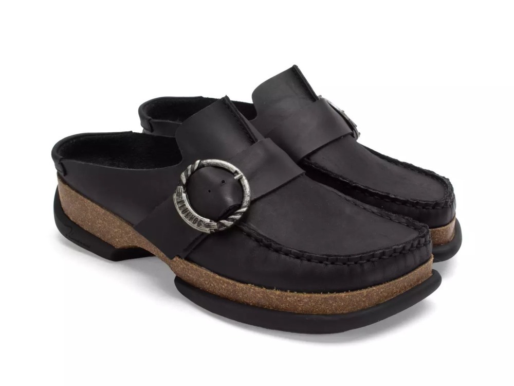 John Fluevog Linn - Black | Mules with Stitching