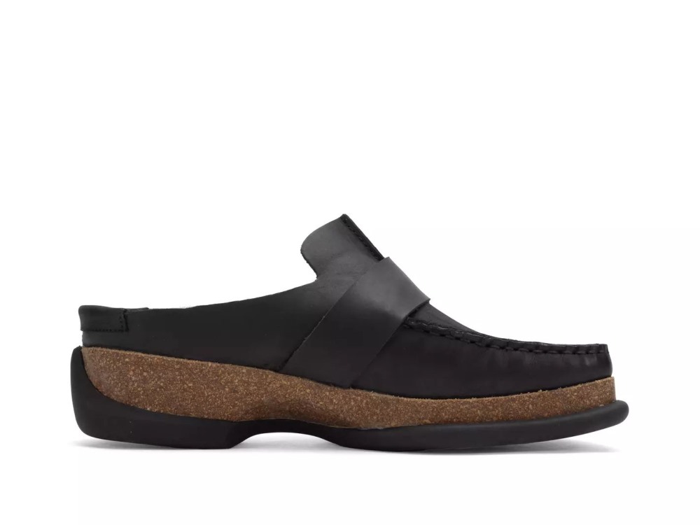 John Fluevog Linn - Black | Mules with Stitching