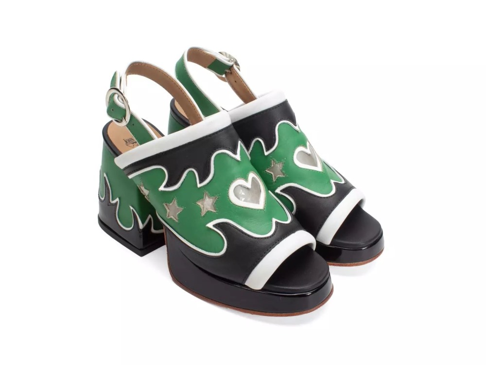 John Fluevog Riverdale - Green Flame | Slingback Platform Heels