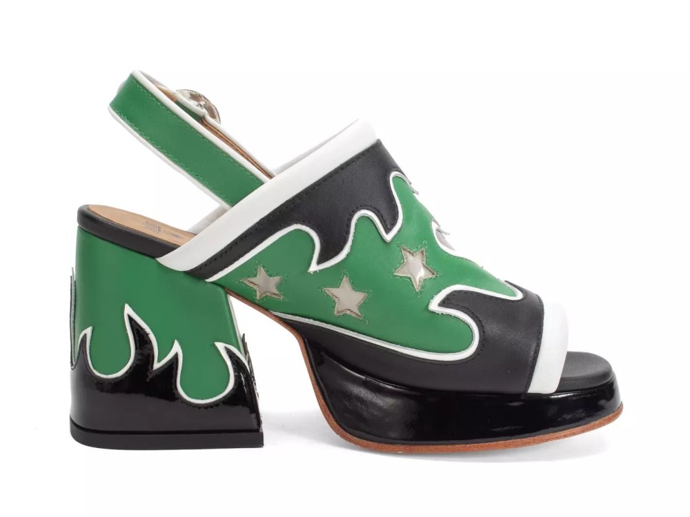 John Fluevog Riverdale - Green Flame | Slingback Platform Heels