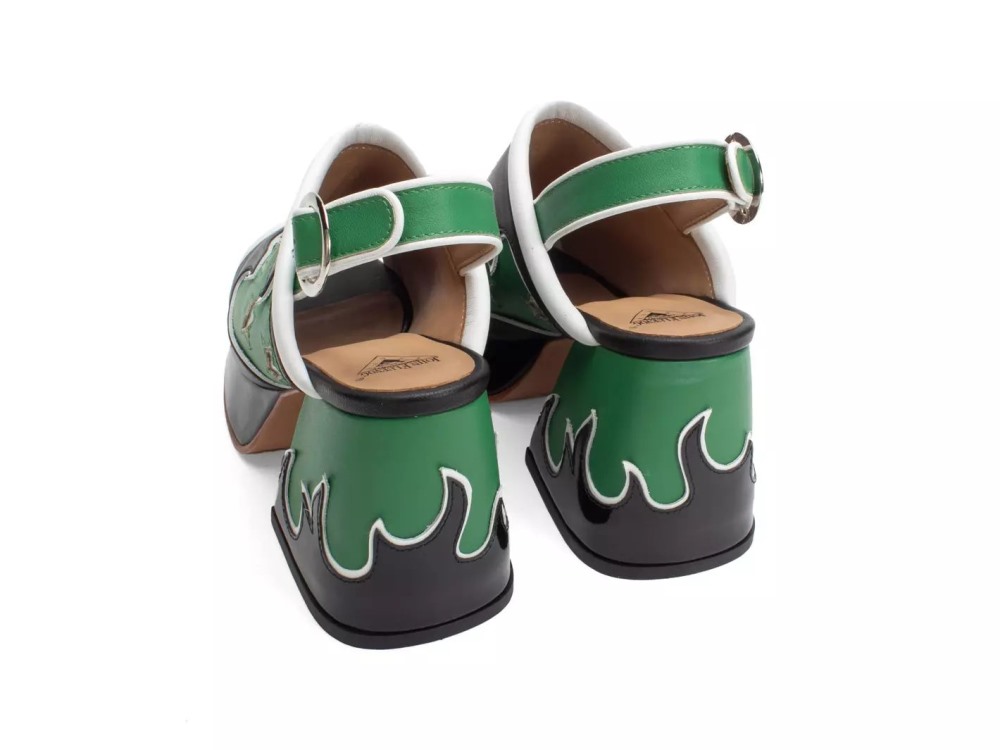 John Fluevog Riverdale - Green Flame | Slingback Platform Heels