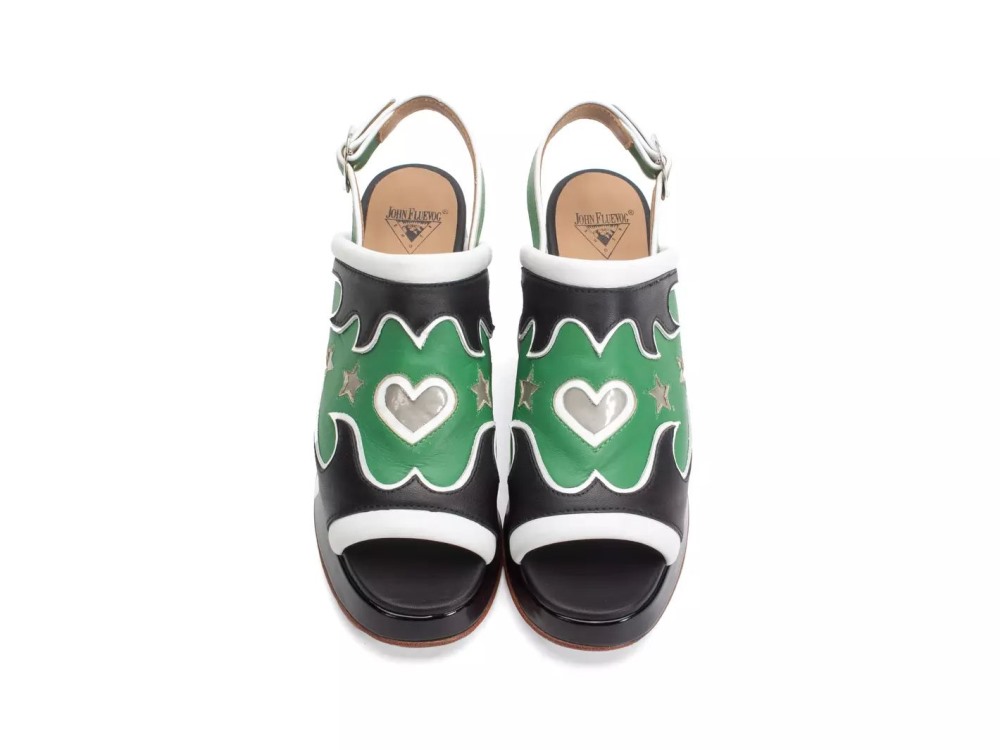 John Fluevog Riverdale - Green Flame | Slingback Platform Heels