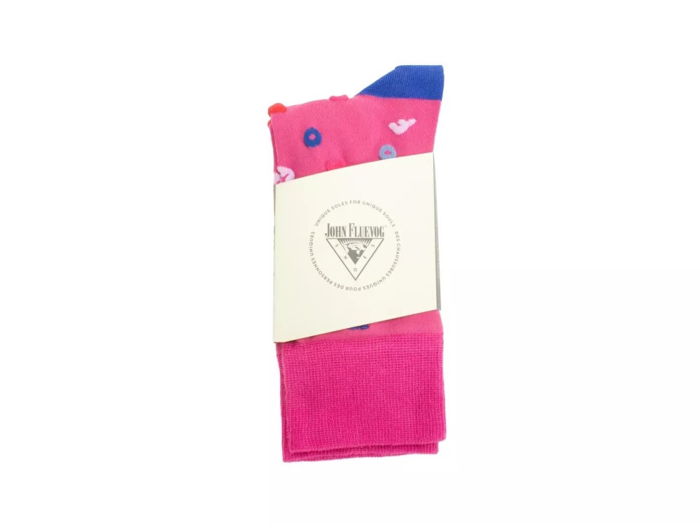 John Fluevog Timmy Vog Socks - Pink/Multi | Fluffy Icon Socks