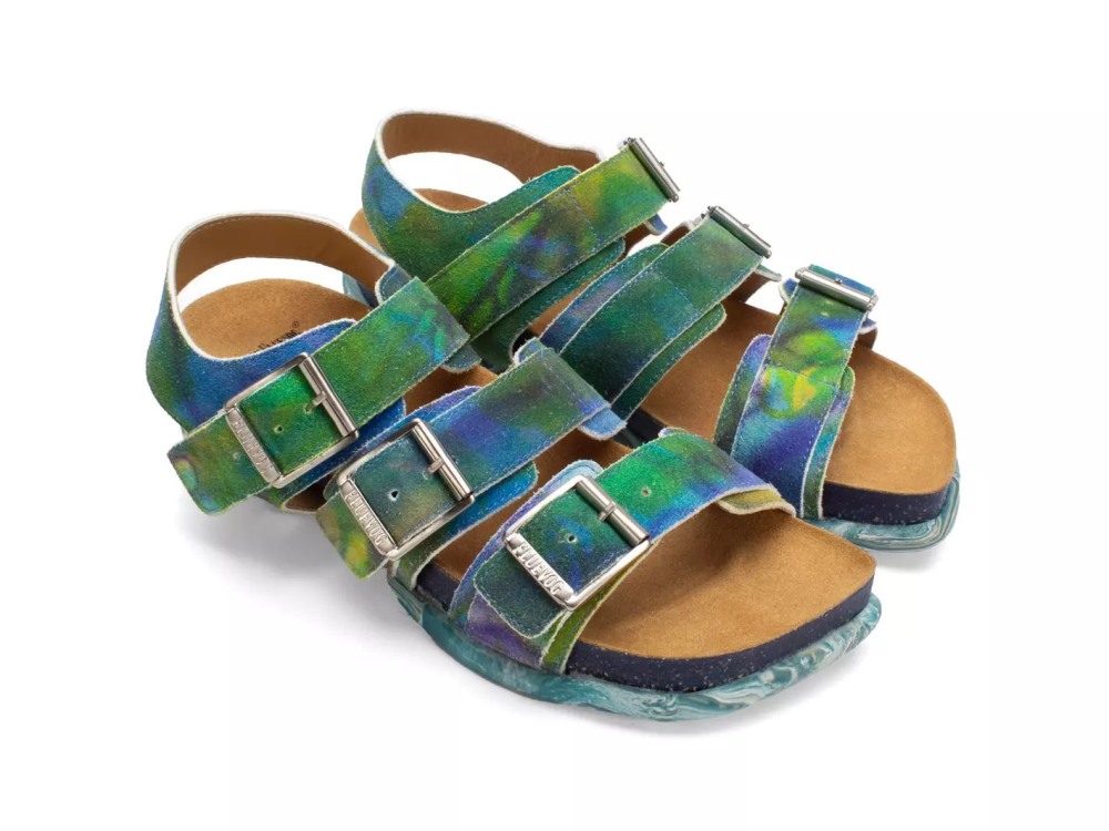 John Fluevog Elsie - Blue Multi | Strappy Buckled Sandals