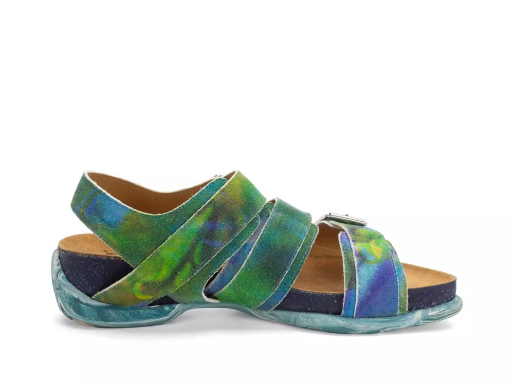 John Fluevog Elsie - Blue Multi | Strappy Buckled Sandals