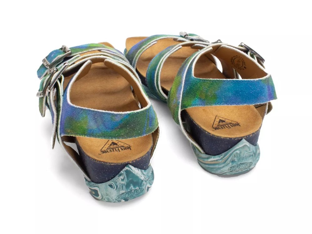 John Fluevog Elsie - Blue Multi | Strappy Buckled Sandals