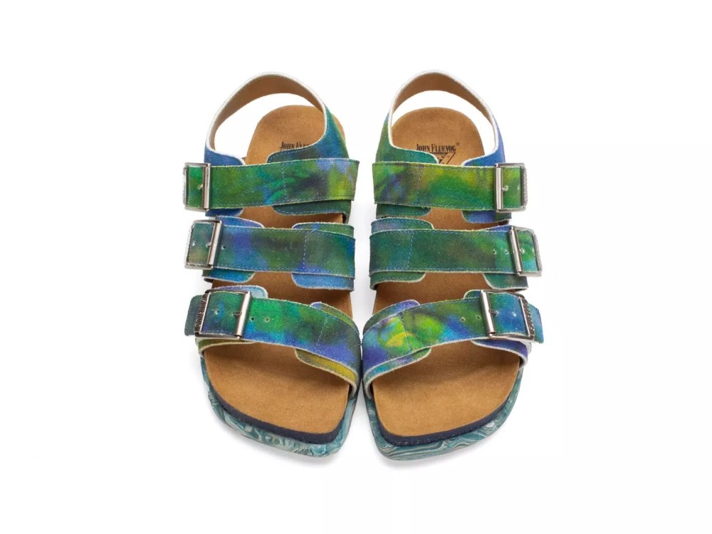 John Fluevog Elsie - Blue Multi | Strappy Buckled Sandals