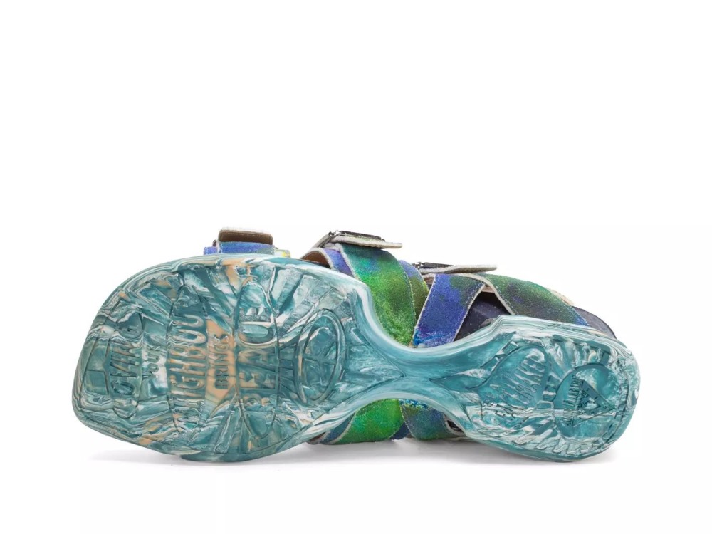 John Fluevog Elsie - Blue Multi | Strappy Buckled Sandals