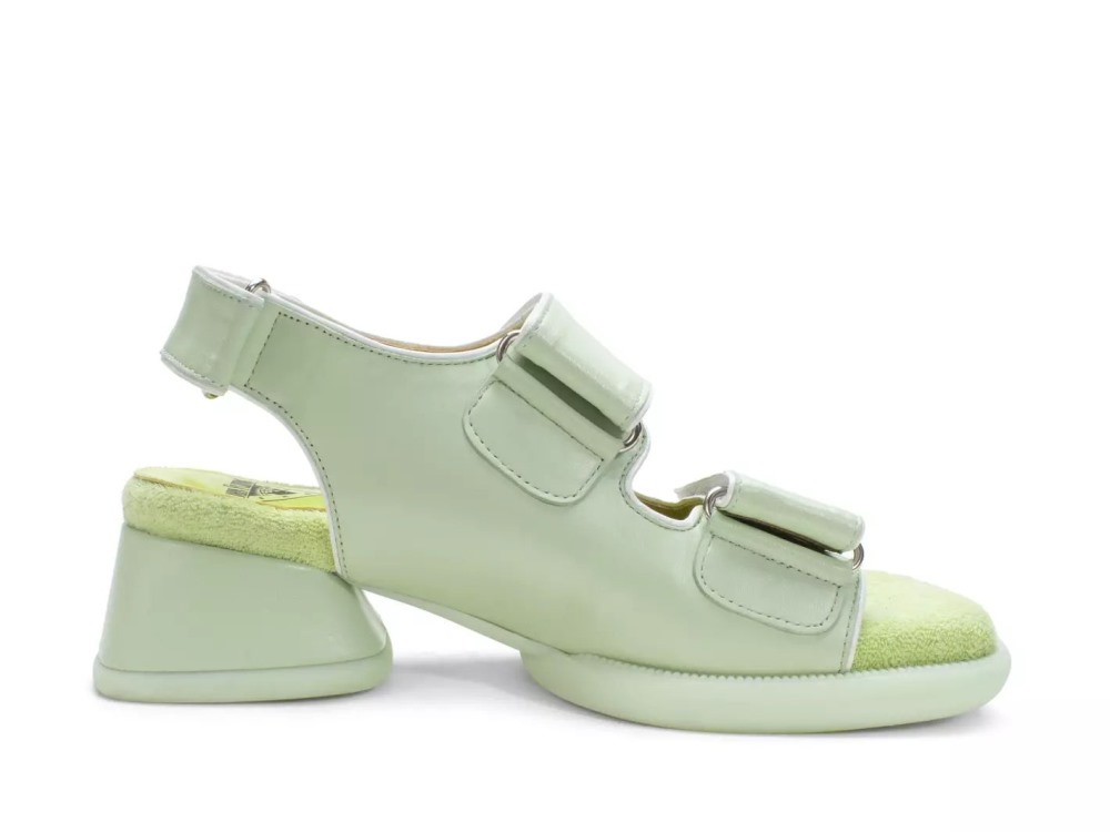 John Fluevog Neve - Green | Velcro Leather Sandals