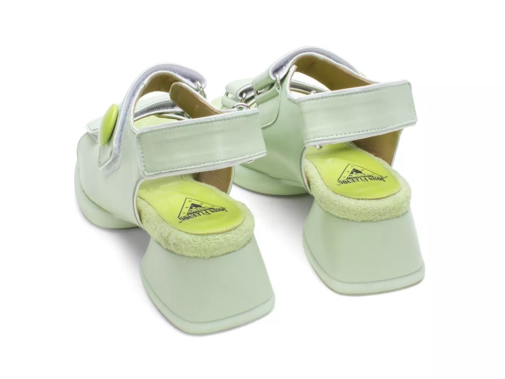 John Fluevog Neve - Green | Velcro Leather Sandals