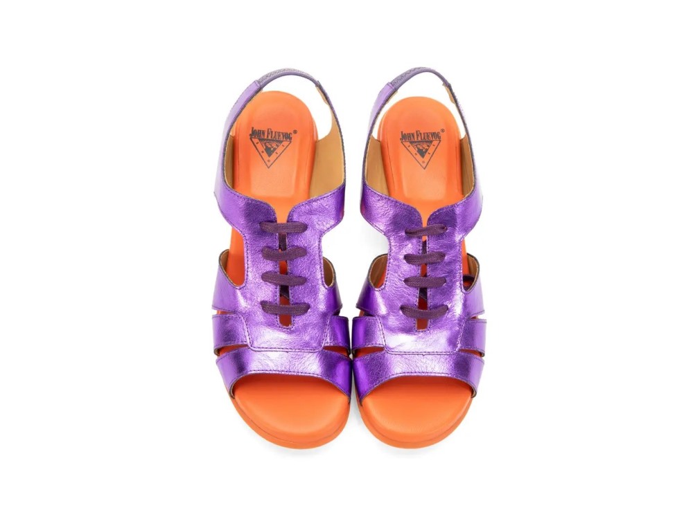 John Fluevog Anticipation - Purple/Orange | Lace-Up Slingback Sandals