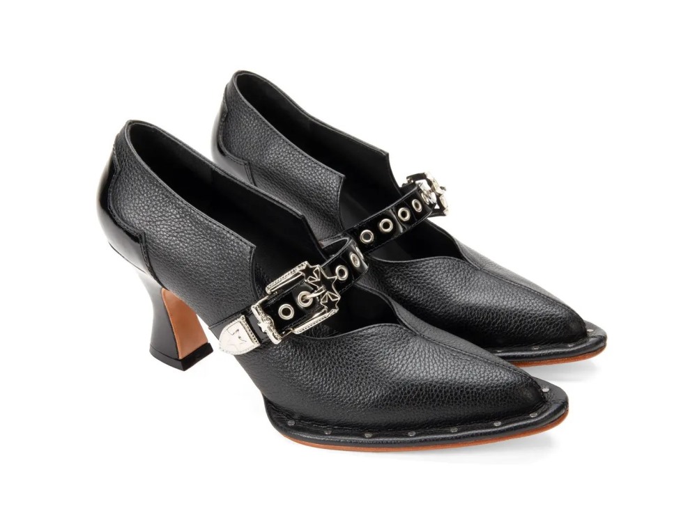 John Fluevog Lara - Black | Western Mary Jane Heels