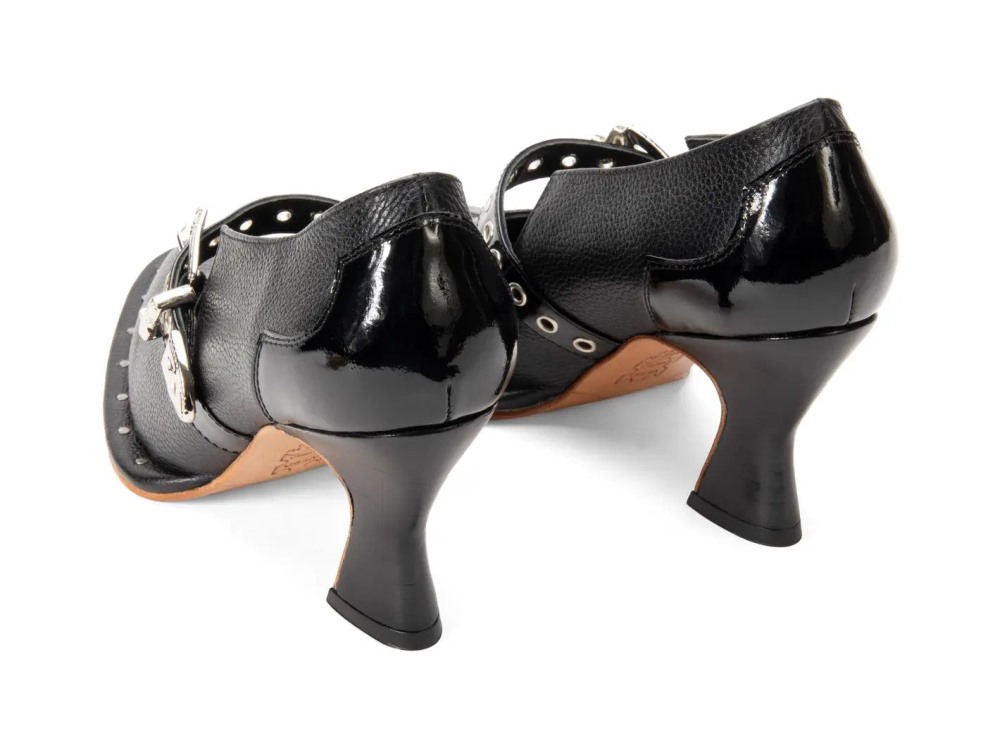 John Fluevog Lara - Black | Western Mary Jane Heels