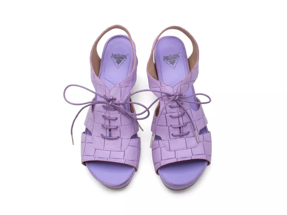 John Fluevog Joni - Purple Weave | Lace-Up Slingback Sandals