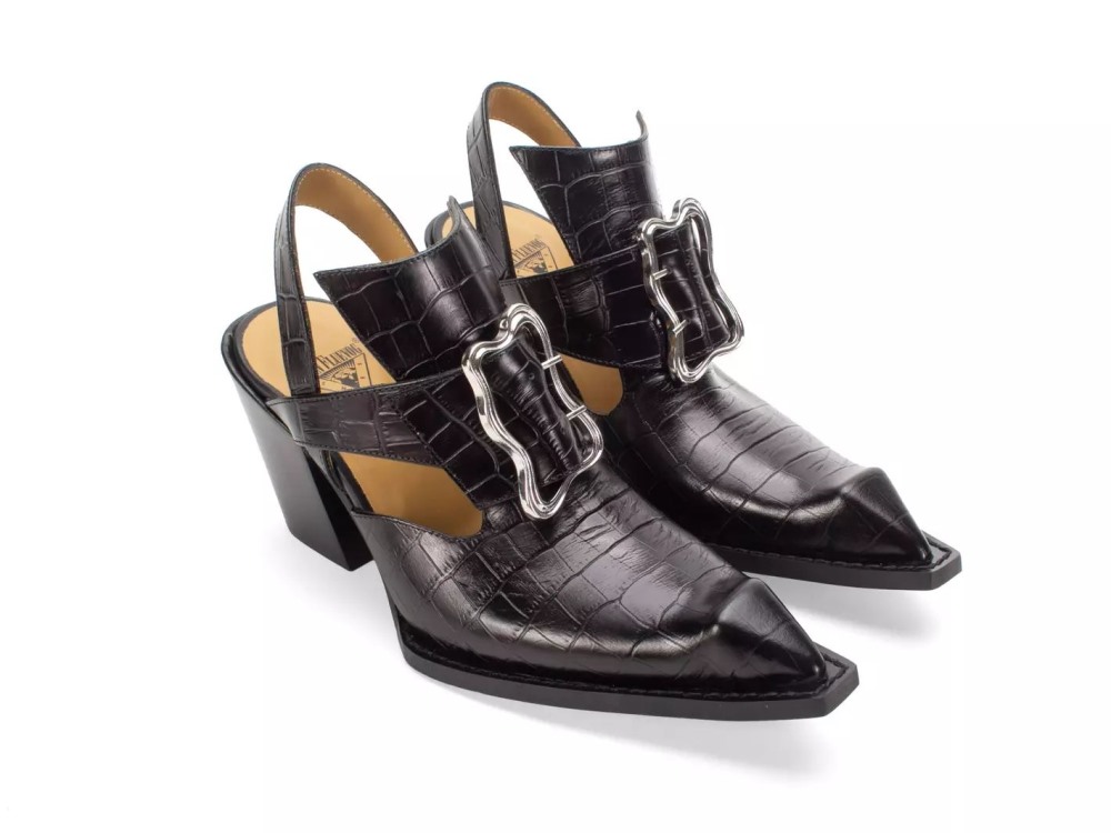 John Fluevog Art Deco Pretzel - Black | Pointed Slingback Heels