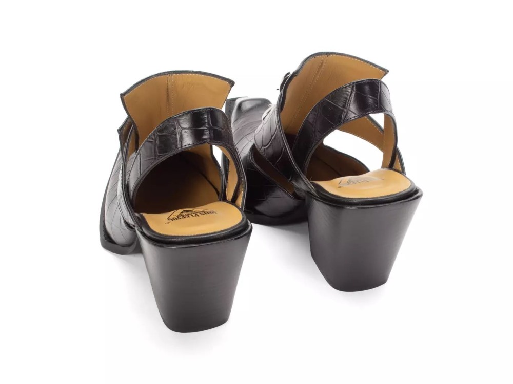 John Fluevog Art Deco Pretzel - Black | Pointed Slingback Heels
