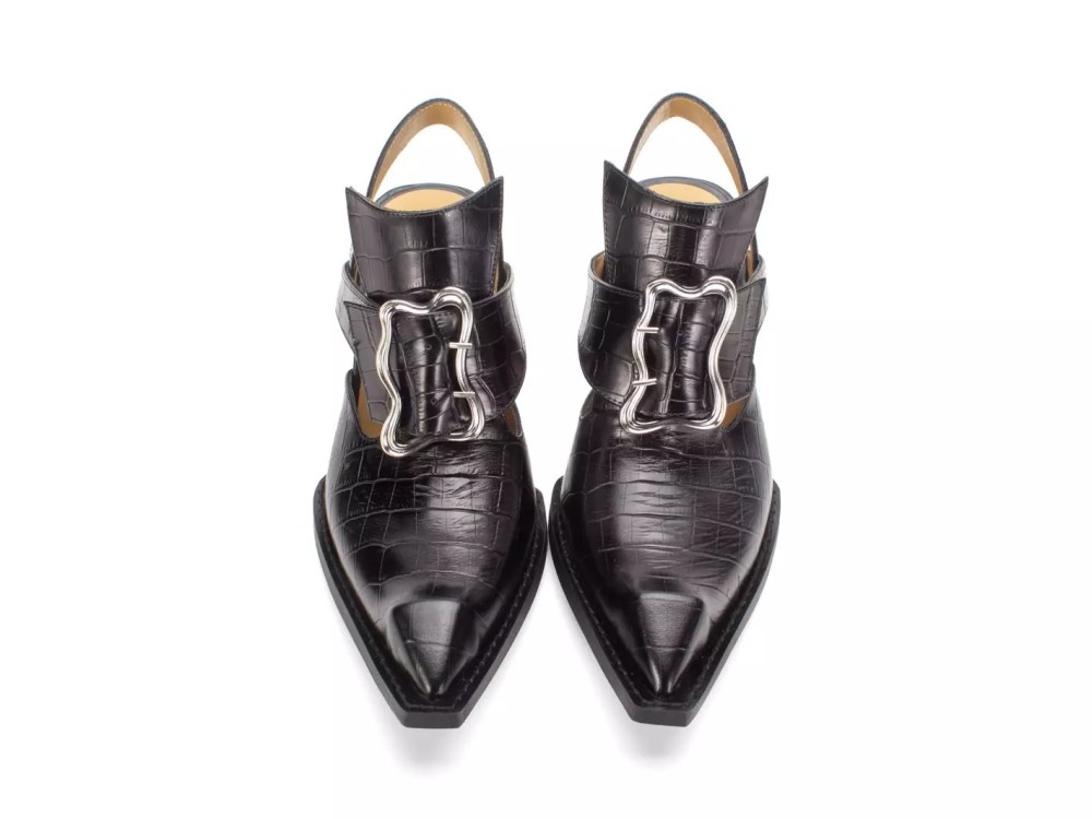 John Fluevog Art Deco Pretzel - Black | Pointed Slingback Heels