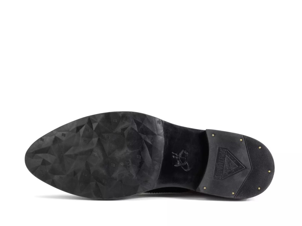 John Fluevog Edda - Black/Brown | Leather Pointed Toe Brogue Oxfords