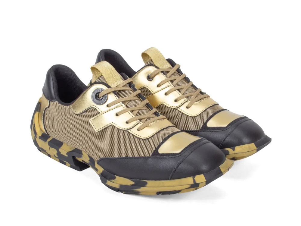 John Fluevog Ethan - Gold | Mesh-Lined Lace-Up Shoes