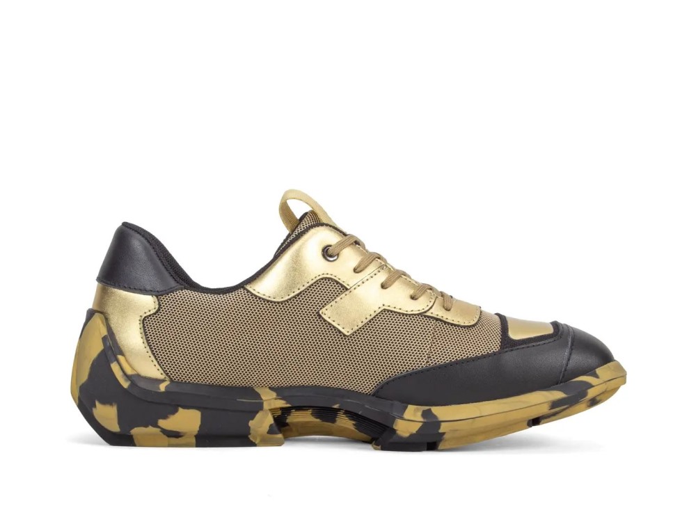 John Fluevog Ethan - Gold | Mesh-Lined Lace-Up Shoes