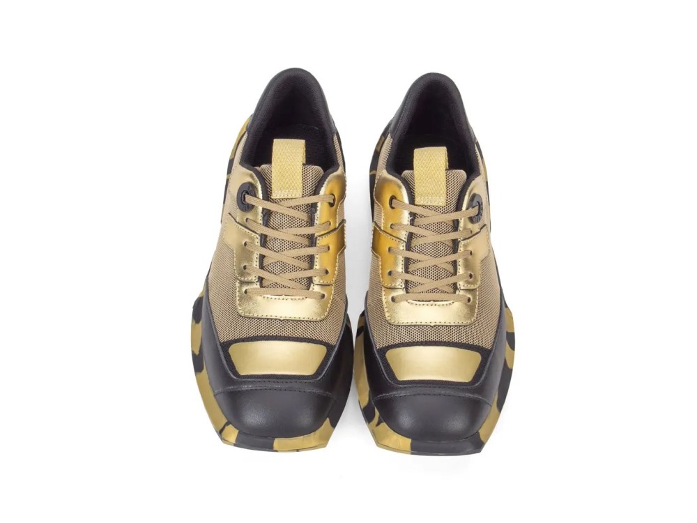 John Fluevog Ethan - Gold | Mesh-Lined Lace-Up Shoes